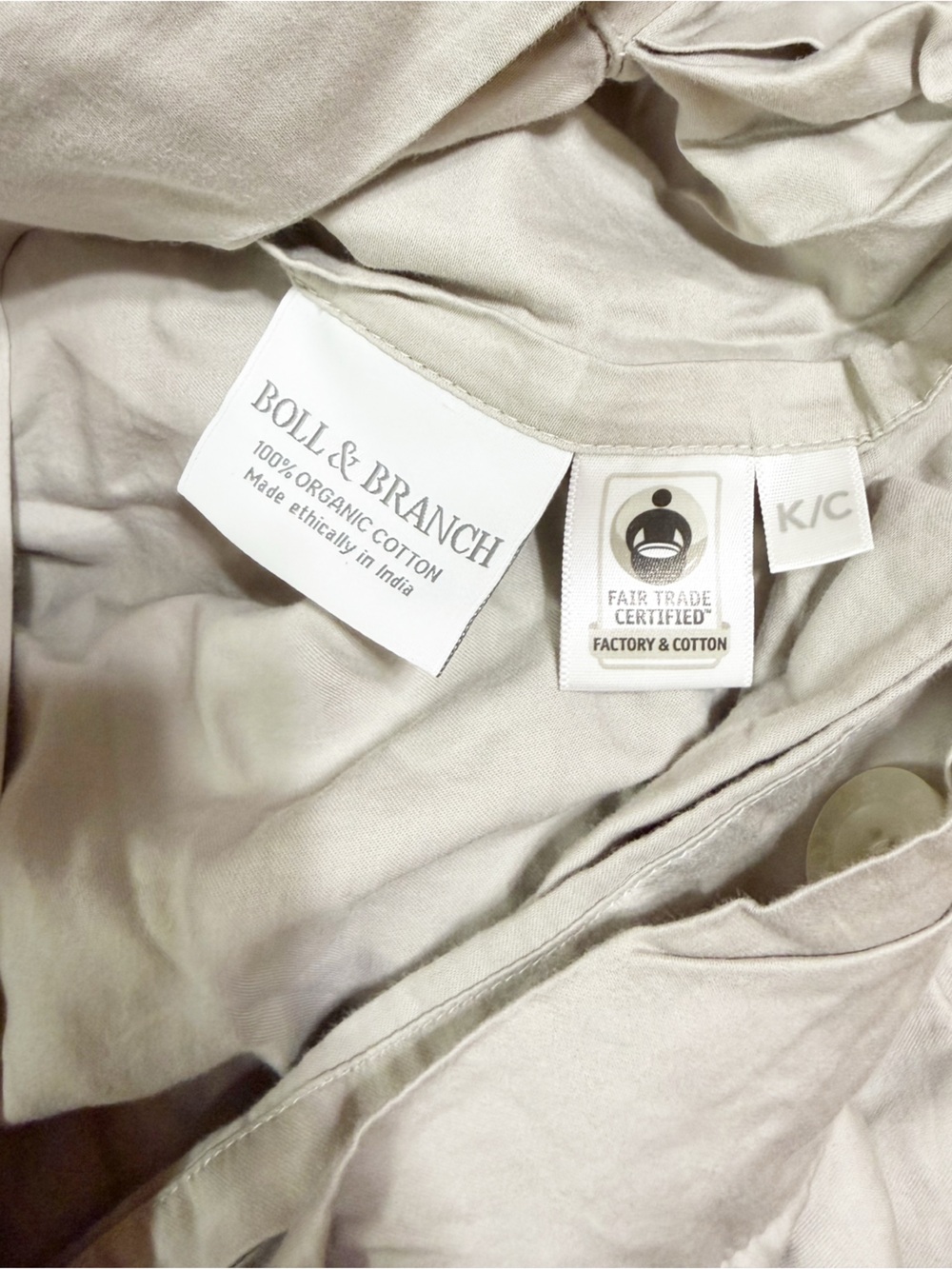 Boll & Branch 100% Organic Cotton Light Grey Mist King/California King - Picture 4 of 7